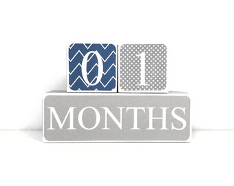 Wooden Baby Age Blocks - Months, Years, Weeks, Grade - Nursury- Photo Prop- Shower Gift