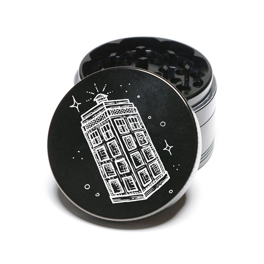 Laser Engraved Herb Grinder Doctor Who TARDIS 4 Piece