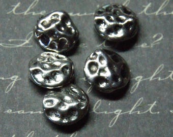 5 puck dented silver 10mm beads