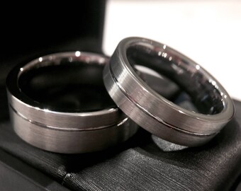 gun metal tungsten wedding bands set matching ring his hers promise ring couples - Couples Wedding Rings gun metal tungsten wedding bands set matching ring his hers promise ring couples - Couples Wedding Rings