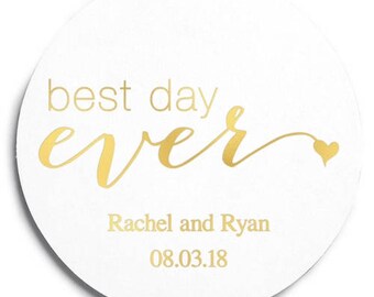 Set of 100 Round Wedding Coasters - Best Day Ever - Custom Coasters - Weddings - Wedding - Wedding Reception - Wedding Coasters