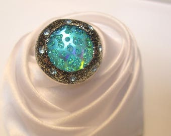 ring crater Blue Crystal beads of molten lava