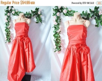 SALE Vintage 70s Prom Dress Red Asymmetrical Dress Sleeveless Formal Dress Midi Cocktail Dress 80s Bridesmaid Dress Wedding Golden Girls Dre