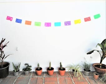 small papel picado, small mexican banner, small rectangle bunting, mexican party decor XS