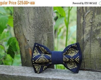 15% off Nautical weddings bow tie Embroidered navy blue bowtie Wedding in navy gold colours Groomsmen bow ties Nautical bowtie Groom necktie