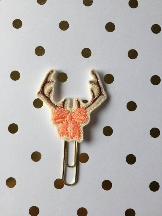 Antlers With Bow planner Clip/Planner Clip/Bookmark. Antler Planner Clip. Bow planner clip. Deer planner clip