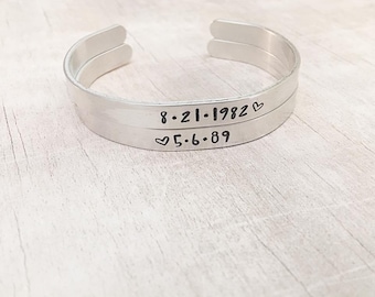 Wedding Date Bracelet - Gift for Bride - Date Bracelet - Cuff Bracelet Personalized
