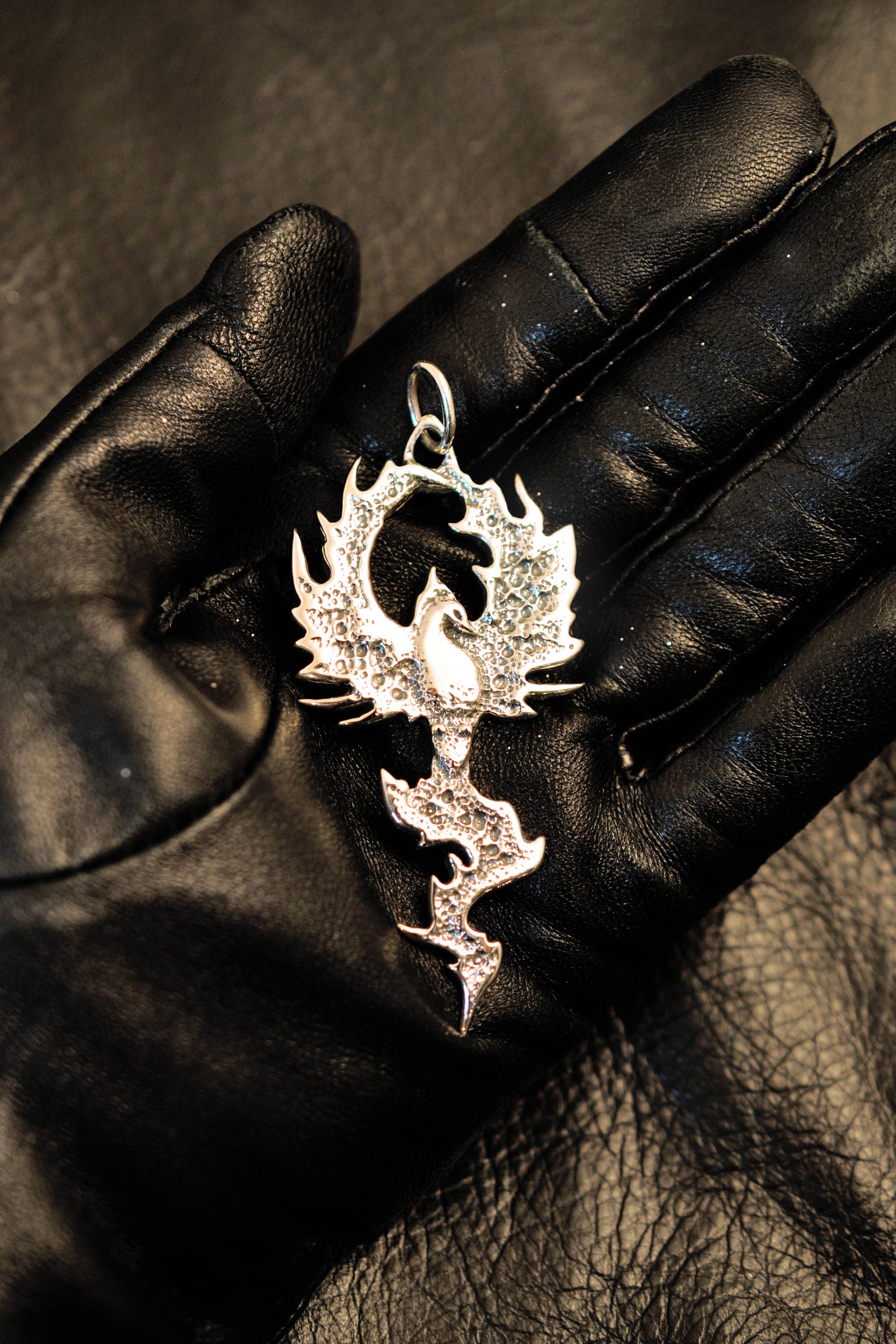 Flaming Phoenix pendant 925 sterling silver jewelry magic
