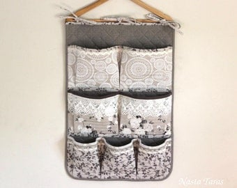 Wall pockets-crib pockets-pocket fabric organizer - baby organizer-nursery organizer-diapers holder-hanging storage-crib diapers organizer