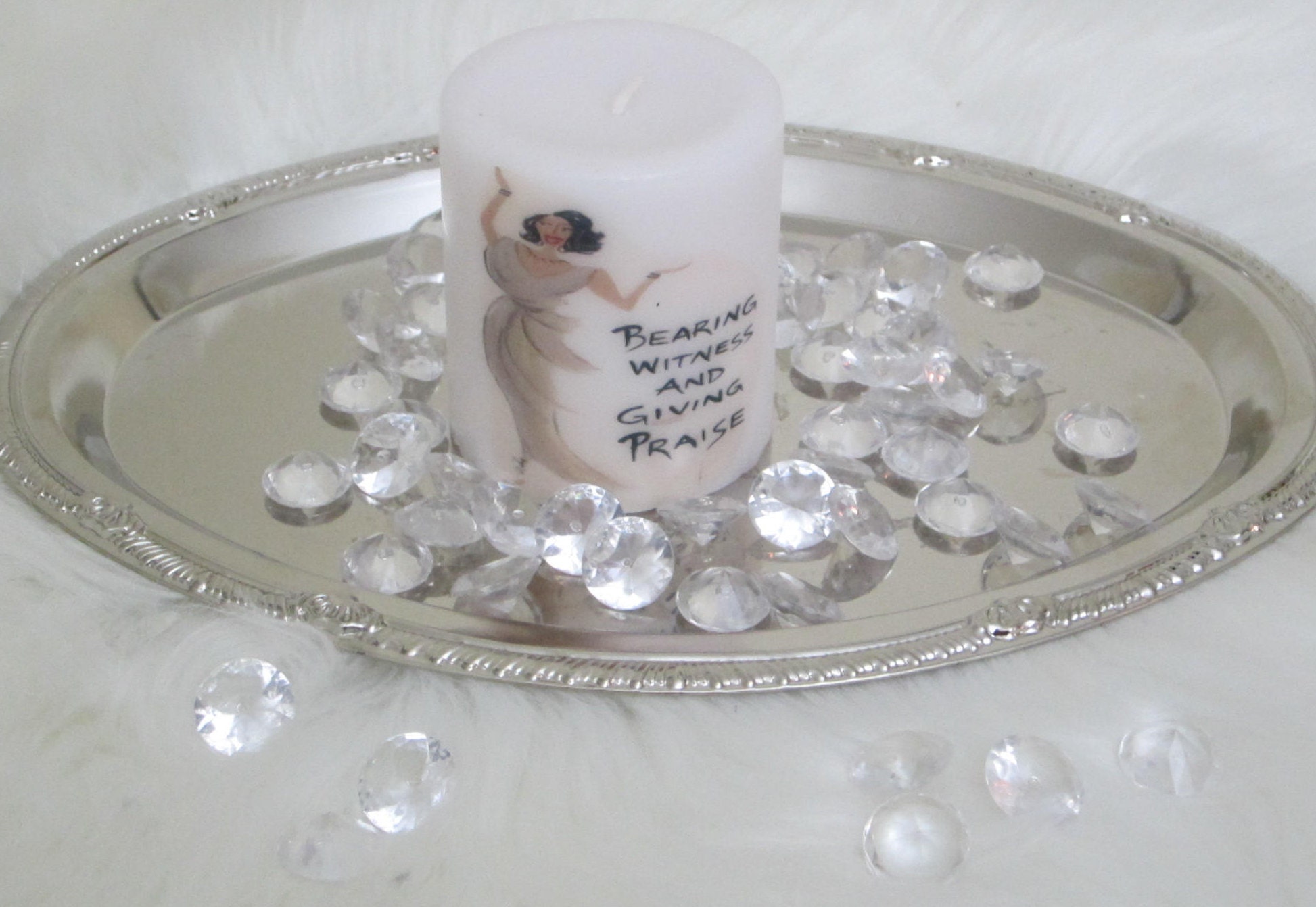 Decorative Christian CandleGiving Praise