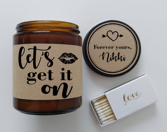 Valentine Gift for Boyfriend Lets Get It On Candle Gift for Husband Valentines Day Gift Adult Love Card Funny Valentines Day Gift for Him
