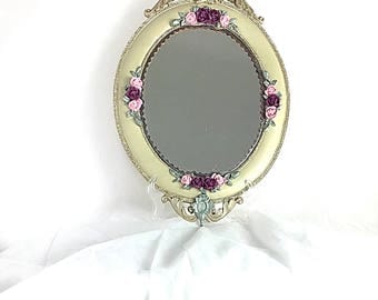 Vanity Wall Mirror - Ornate Hollywood Regency style - Grand Oval Framed Mirror - Handmade Entry Foyer Decor - Hanging Mirror - Christmas
