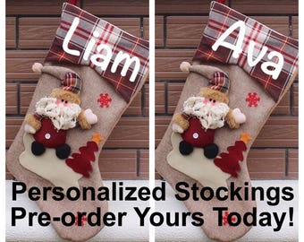 Personalized Christmas Stocking, Custom Stockings With Name, Christmas Gifts Present Santa Sack Santa Stocking Sacks, Holiday Gift