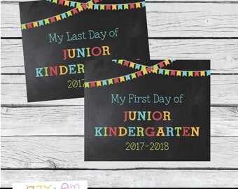 First Day of Junior Kingergarten Sign - First Day of School Sign - Back to School Sign - Printable Photo Prop - First & Last Day of School