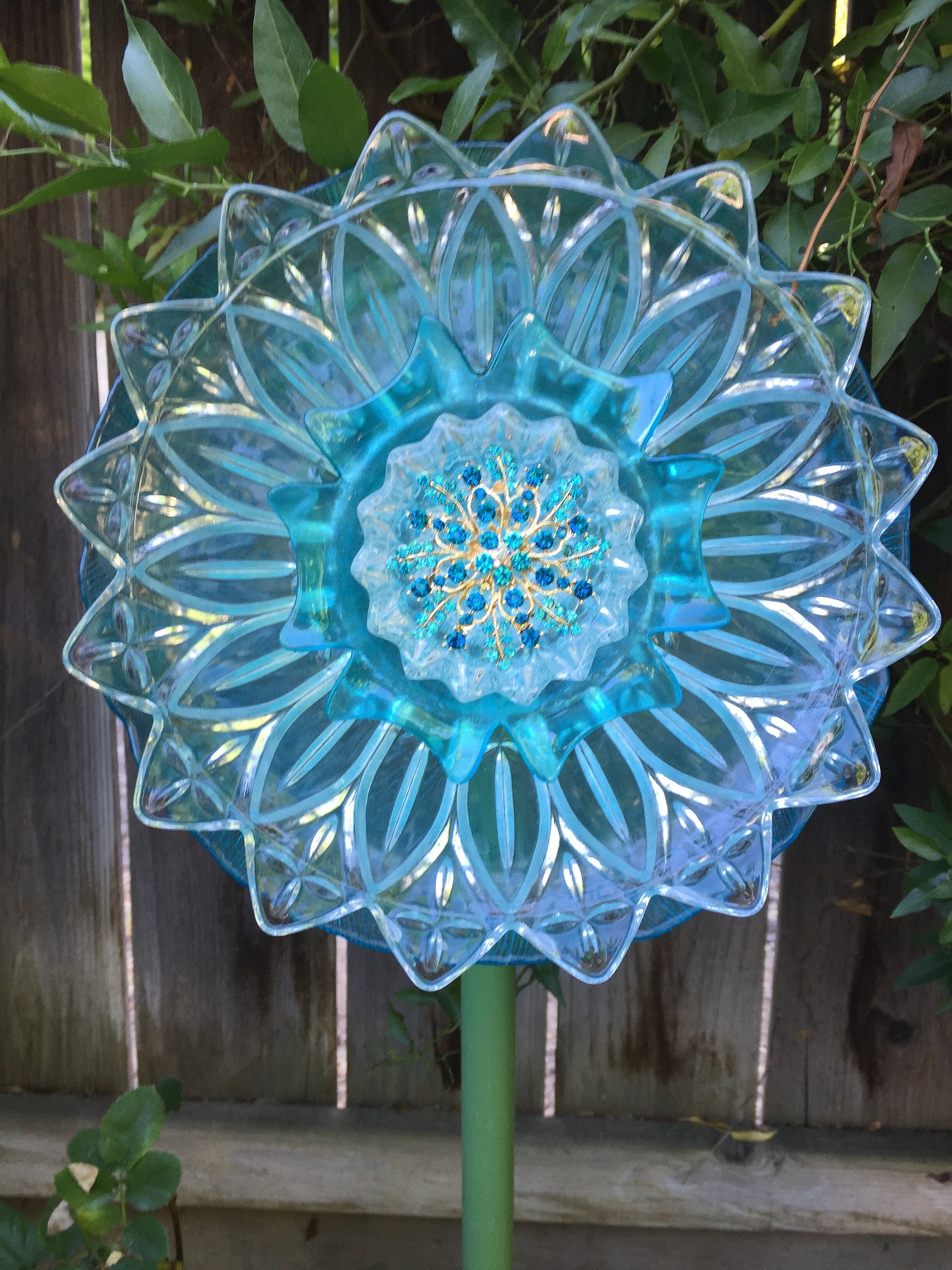 Plate flower Vintage Glass Garden Decor