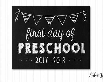 First Day of School Sign - First Day of Preschool - First Day of School Chalkboard - First and Last Day of School - Instant Download