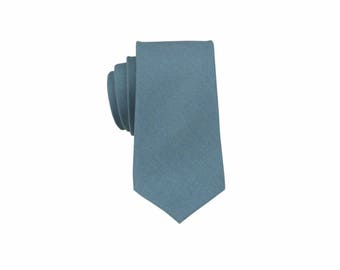 Sage Blue Linen Tie.Dusty Blue Tie for Men.Wedding Tie.Groomsmen Tie.Skinny Necktie.Gift.