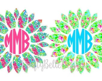 Lilly Pulitzer inspired Sunflower Decal | Lilly Pulitzer Monogram Decal | Sunflower Monogram Decal | Yeti Decal | Tumbler Decal | Monogram