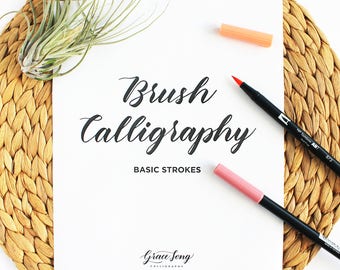 Basic Strokes Brush Lettering Practice Guide, Brush Calligraphy Worksheets