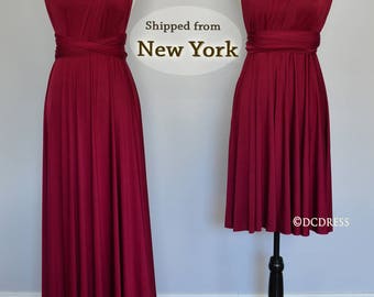 Bridesmaid Dress, infinity dress, maternity gown, honeymoon dress, maxi dress, convertible dress, maternity dress, prom, Burgundy Wine, robe