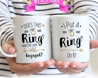 Engagement Mugs, Engagement Mug Set, Engagement Mug, Engagement Gifts for Couple, Engagement Gifts for Best Friend, Couple Mugs