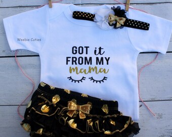Baby Girl Clothes, Baby Girl Outfit, Got It From My Mama Outfit, Baby Girl First Birthday Outfit, Baby Girl Dress, Baby Girl Gift Set