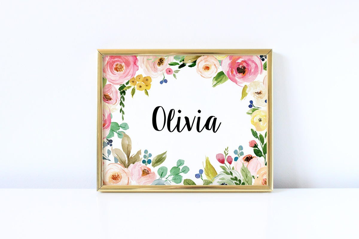 Baby Girl Name Olivia Name Nursery Name Decor Name Girls