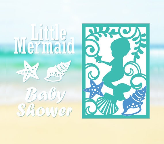 Download Mermaid Card SVG DXF ai eps Baby Shower Pattern Card