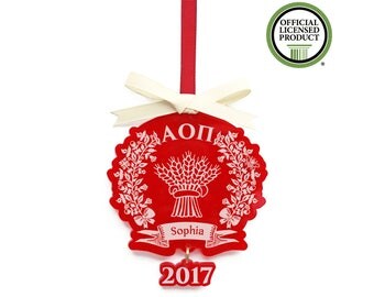 Alpha Omicron Pi Ornament - Christmas Ornament - Big Little Reveal - AOPi Gift Personalized - Big Little Sister - AOii Wheatsheaf - Xmas