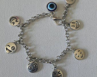 Emoji charms bracelet, Evil eye charm popular for little girls and boys