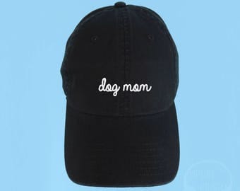 DOG MOM Dad Hat Embroidered Baseball Black Cap Low Profile Custom Strap Back Unisex Adjustable Cotton Baseball Hat