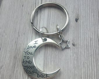 I love you to the moon and back keyring, moon keyring, special keyring gift, godmother gift, friend gift, gift for mum, birthday gift.