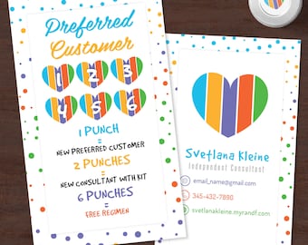 Rodan and Fields Preferred Customer, Free Personalized, Rodan and Fields Punch Cards, Pc Perks, Referral Cards, Consultant Gift