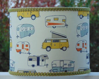 Handmade Drum Lampshade - Camper Vans!