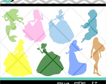 Princess svg, Cinderella svg, Princess Silhouette, Belle svg, Files,Clipart svg, Disney svg, Silhouette Studio, svg Files for cricut.
