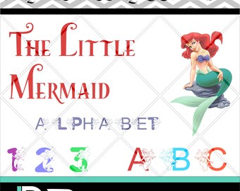 The Little Mermaid Alphabet svg, Disney Alphabet svg,Letters svg,Silhouette Studio,svg font,Cricut svg,Cut files,svg files for Cricut,