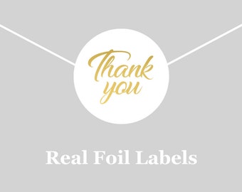 Real Foil Thank You Stickers, Labels, Stationary, Wedding Stationary, Stickers, Foiled Labels, Thank You Labels, Wedding Decor,