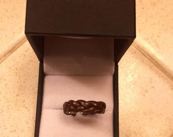 Brown braided leather ring, unique rings, leather rings, brown leather chokers, men's rings, women's rings, wedding rings, engagement rings
