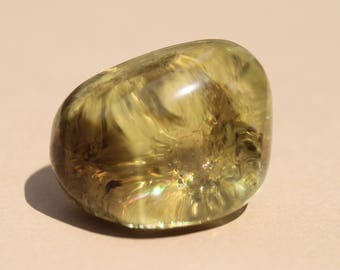 Natural Citrine, Russian Citrine, unheated Citrine, Mother Earth Citrine, Rainbow play, tumbled green Citrine rock, green Quartz, 1 3/8"