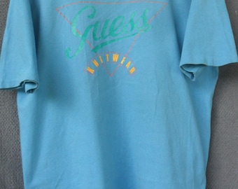 Vintage Guess By George Marciano T Shirt//Big Logo//Made in Usa//Single Stitch