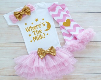 Coming Home Outfit, Baby Girl Take Home Shirt, Baby Coming Home Bodysuit, Where's The Milk, Baby Girl Outfit, Baby Shower Gift, Infant Shirt