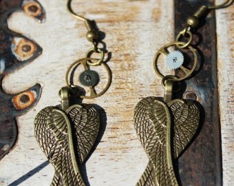 Steampunk Wing Statement Earrings