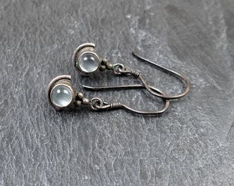 Sterling Silver Moonstone Earrings - Vintage