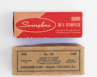 Vintage Staples / Vintage Office Supplies / Vintage Packaging Design / 50s Typography / Swingline Stapler Refill / Old Packaging Design
