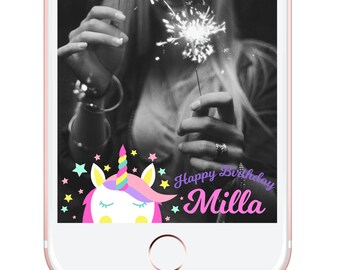 Unicorn Snapchat Geofilter Birthday, Unicorn Birthday Snapchat Filter, Custom Snapchat Geofilter, Rainbow, Glitter, Birthday, Kid's Birthday