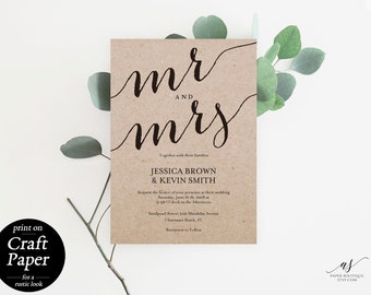Mr And Mrs Rustic Wedding Invitation Template Editable PDF Printable Mr And Mrs Rustic Wedding Invitation Template Editable PDF Printable