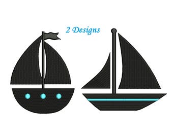 SailBoat Embroidery Design - 2 designs instant download