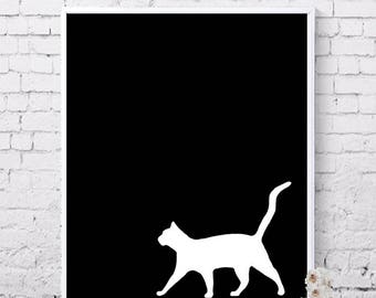 Cat prints, Printable art, Black and white, Cat poster, Nursery art, Printable wall art, Animal prints, Digital prints, Instant download