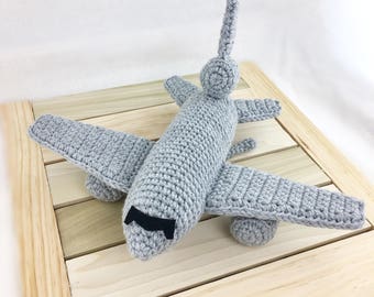 Crochet KC-10 jet refueler aircraft, crochet plane toy, crochet jet toy, crochet jet photo prop, crochet airplane toy, stuffed airplane