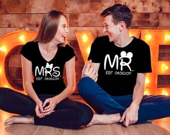 Mr and Mrs Shirts, Couples Shirts, Couple T-shirt, Minnie Couple Shirts, Matching Shirts, Bride and Groom Shirts,Mr and Mrs Shirt